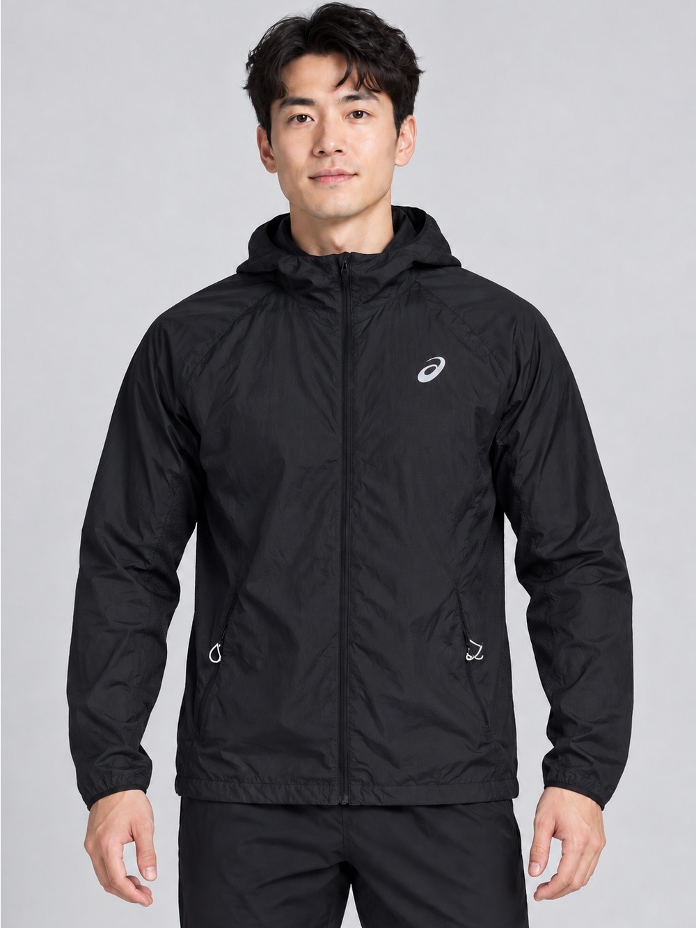 ASICS Road Packable Hooded Running Jacket Men’s Medium Black Like New